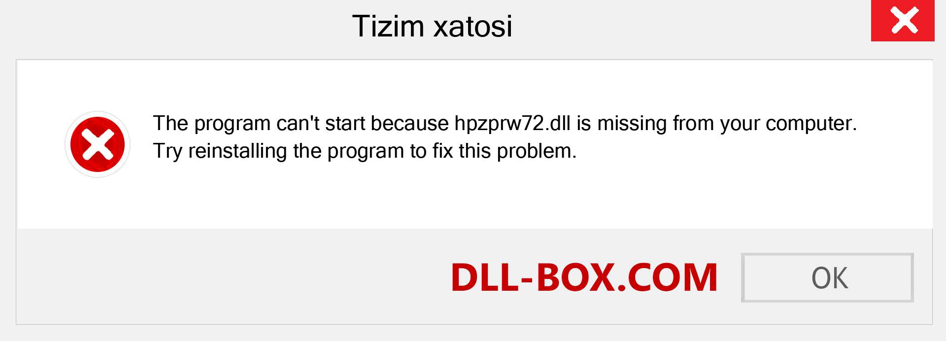 hpzprw72.dll fayli yo'qolganmi?. Windows 7, 8, 10 uchun yuklab olish - Windowsda hpzprw72 dll etishmayotgan xatoni tuzating, rasmlar, rasmlar